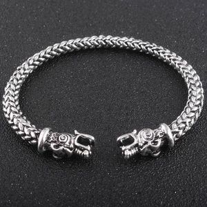Silver Viking Men’s Wolf Bracelet Adjustable